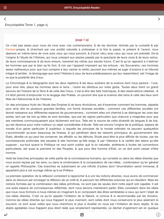 Captures d'écran de ARTFL Encyclopédie Reader iPad 