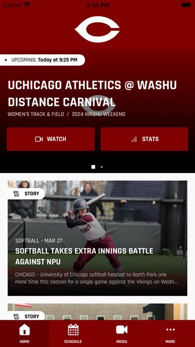 Capturas de tela do UChicago Athletics