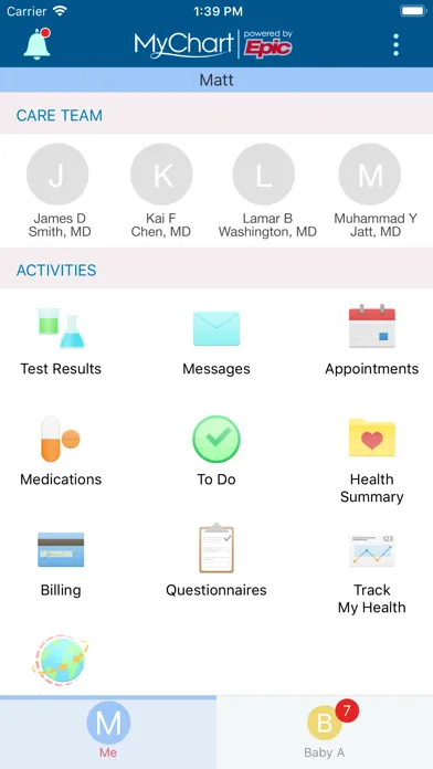 My UCI Health Screenshots