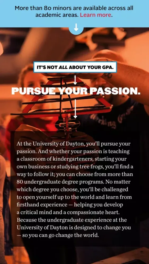 Screenshot di UD Undergraduate Viewbook