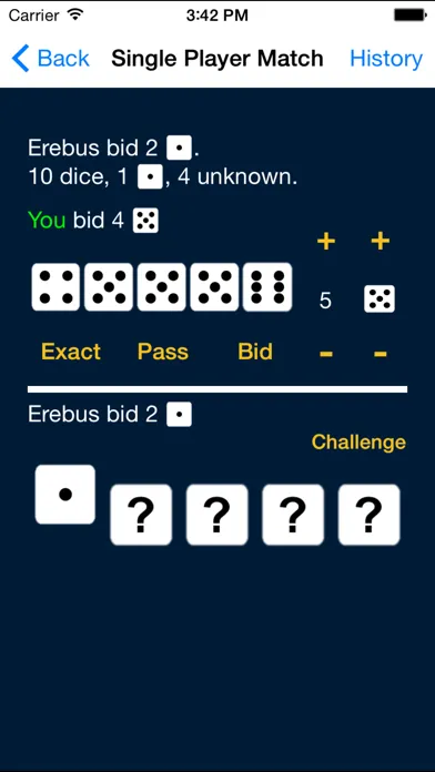 Captures d'écran de Michigan Liar's Dice