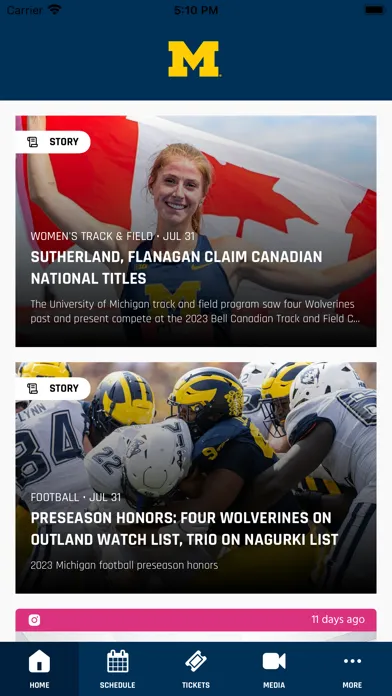 Zrzuty ekranu Michigan Athletics