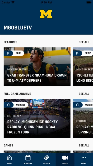 Zrzuty ekranu Michigan Athletics