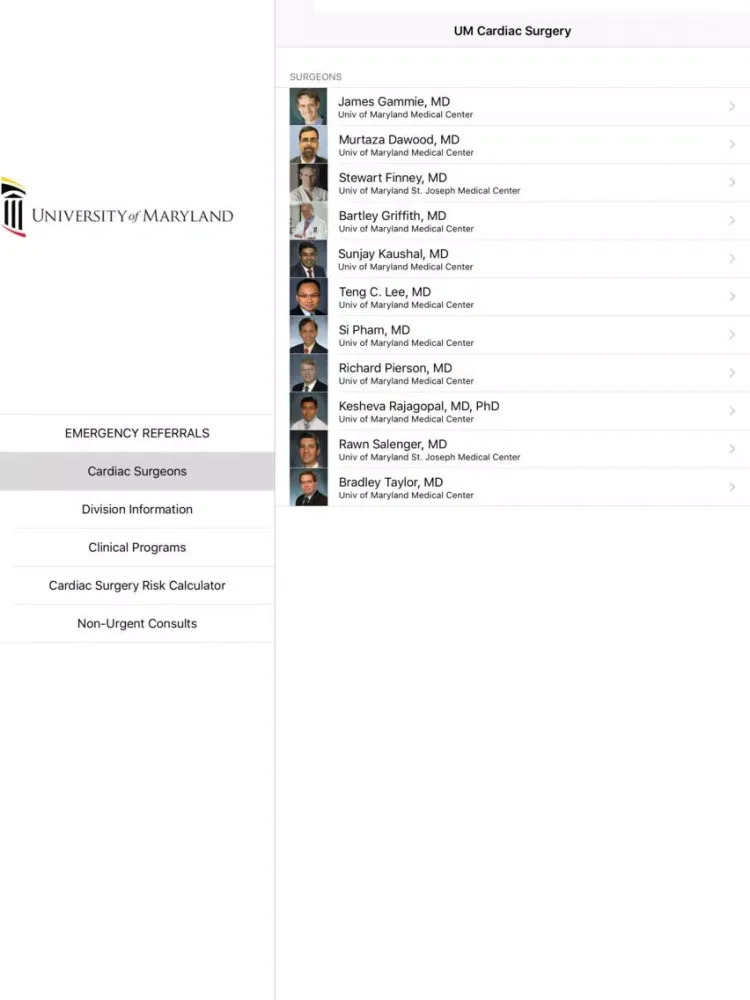 Скриншоты University of Maryland Cardiac Surgery iPad 