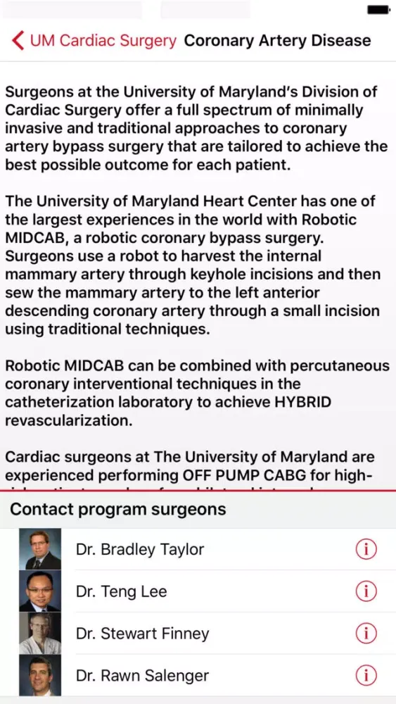 Скриншоты University of Maryland Cardiac Surgery