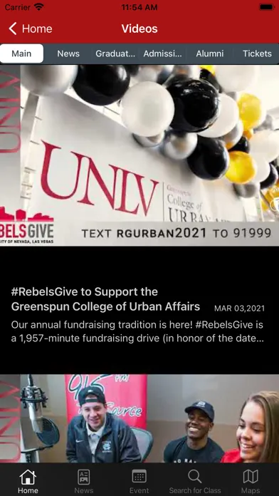 Tangkapan skrin UNLV Mobile
