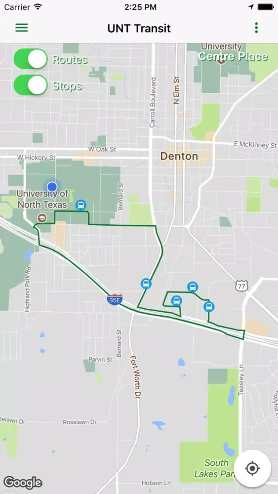 UNT Transit Screenshots