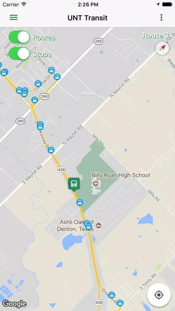 UNT Transit Screenshots