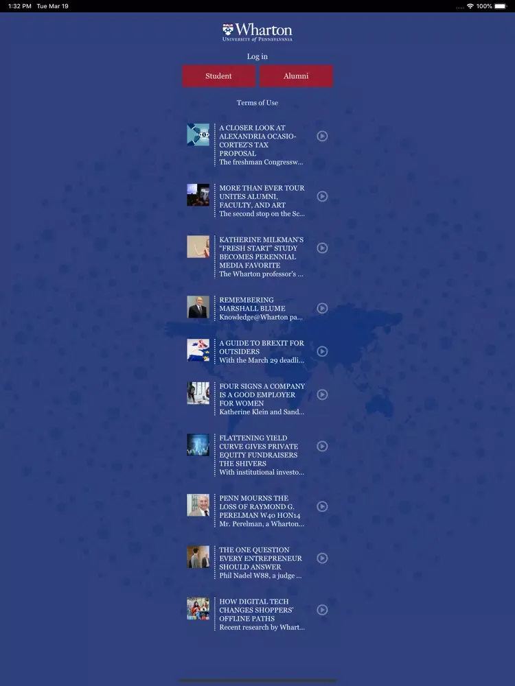 Zrzuty ekranu WhartonConnect iPad 