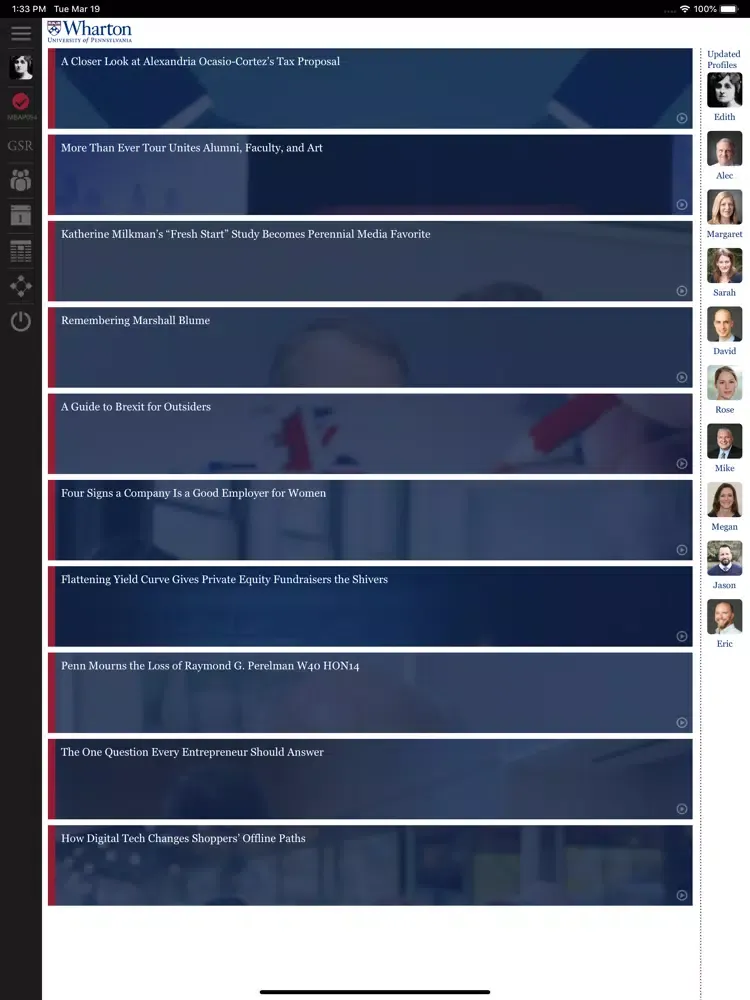 Zrzuty ekranu WhartonConnect iPad 