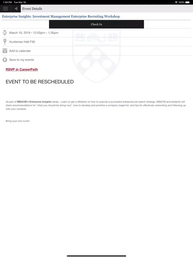 Zrzuty ekranu WhartonConnect iPad 