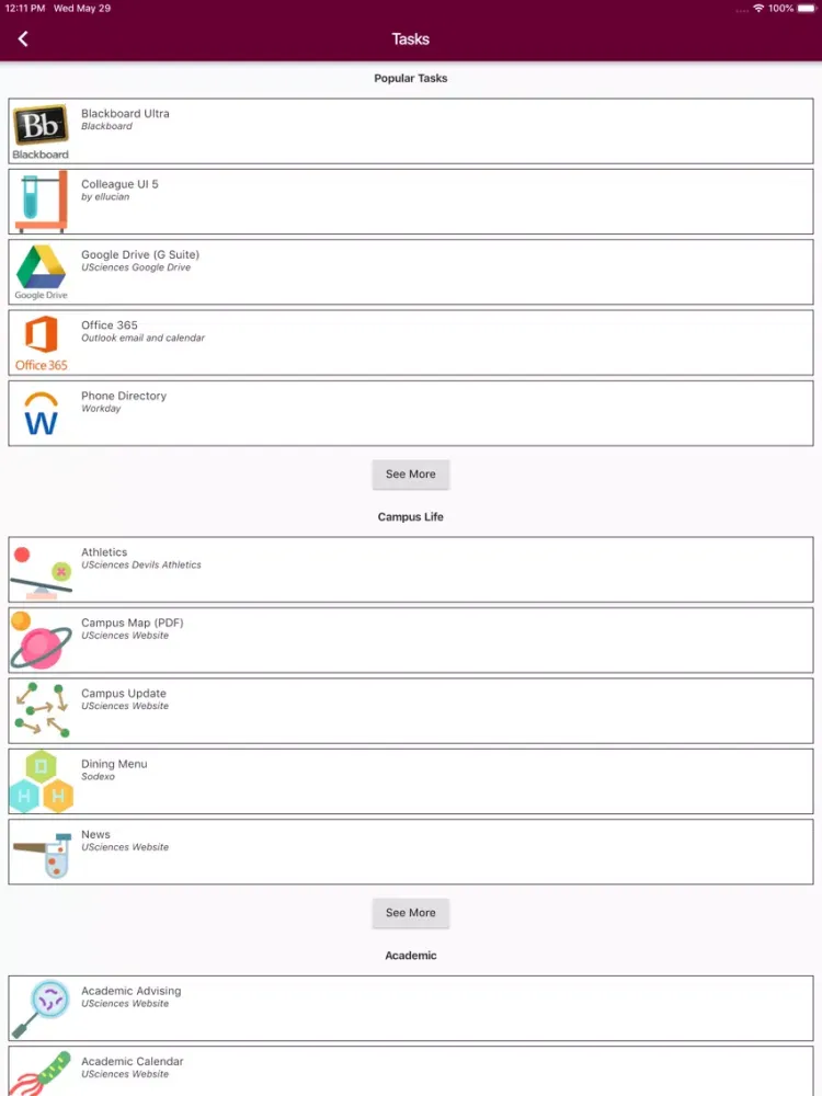 USciences iPad  Ekran Görüntüleri