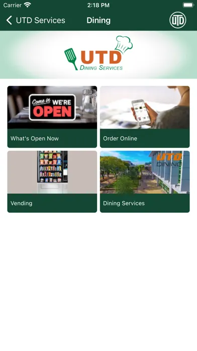 Capturas de tela do UTD Services