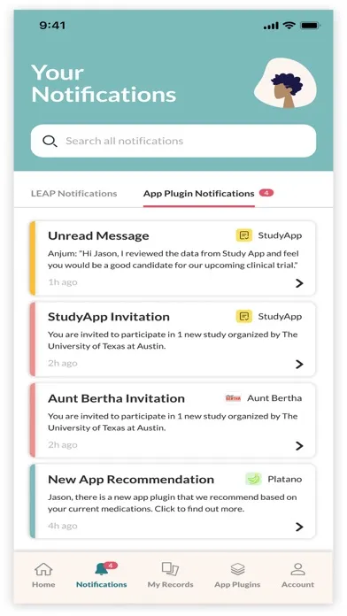 Capturas de tela do FHIRedApp