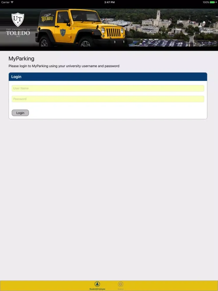 ภาพหน้าจอของ UT Parking iPad 