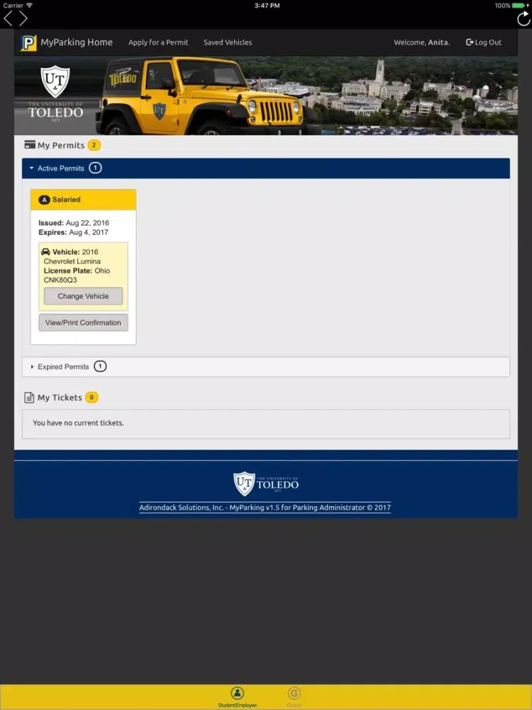 ภาพหน้าจอของ UT Parking iPad 