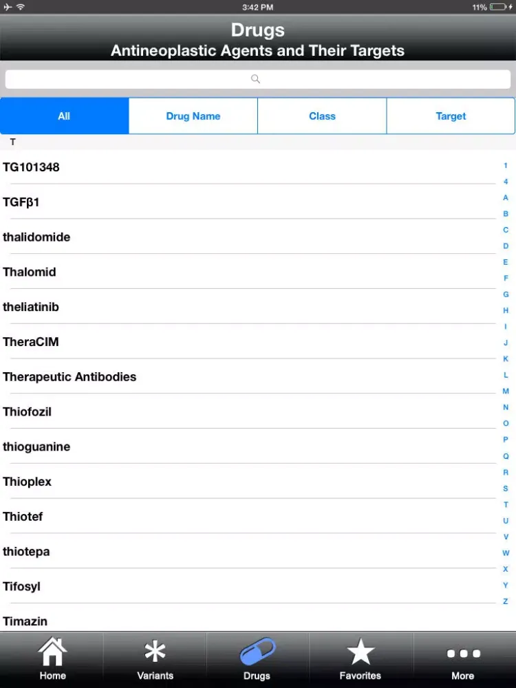 Tangkapan skrin My Cancer Genome iPad 