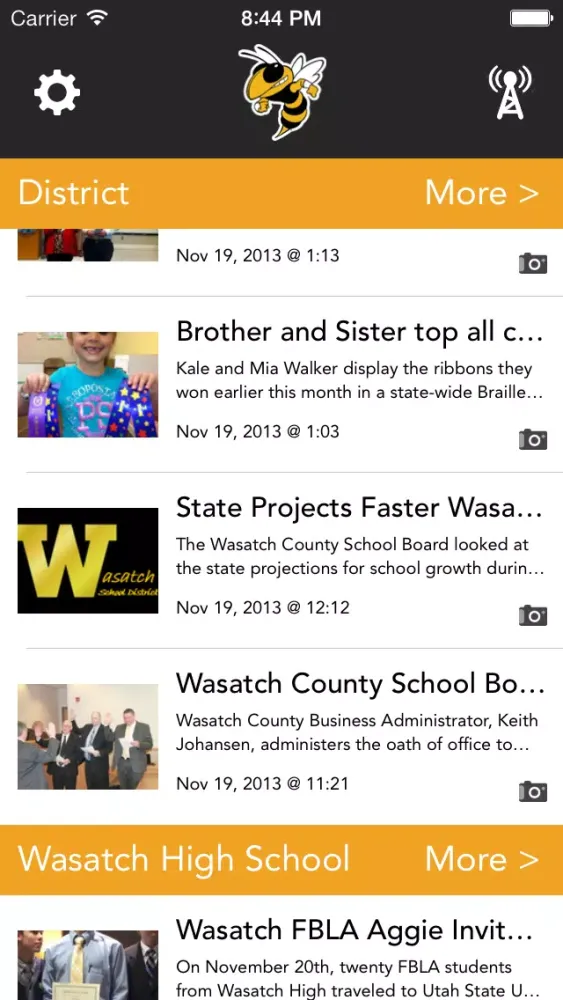 Capturas de pantalla de Wasatch School District News