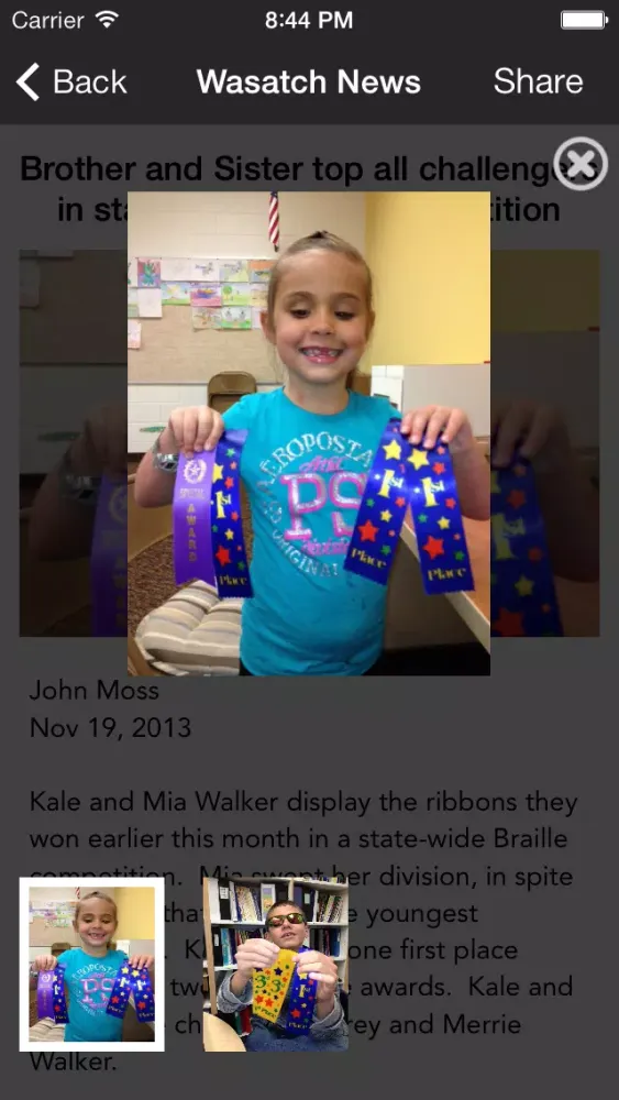 Capturas de pantalla de Wasatch School District News