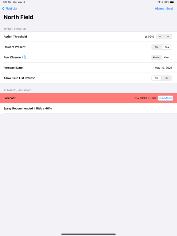 Ảnh chụp màn hình của Sporecaster iPad 