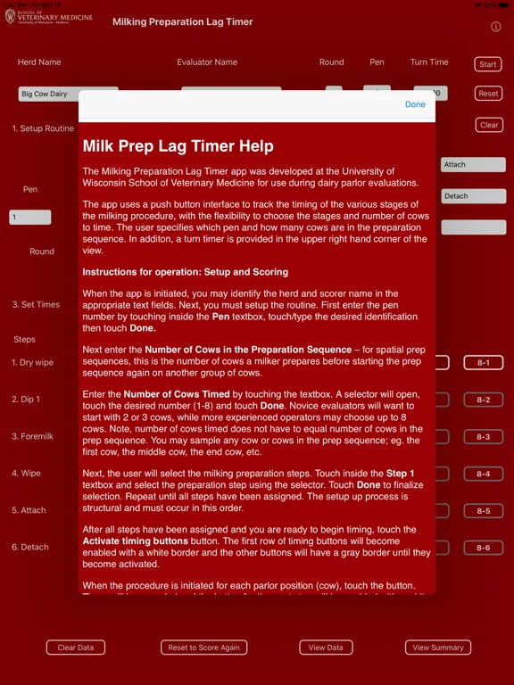 Скриншоты Milking Prep Lag Timer iPad 