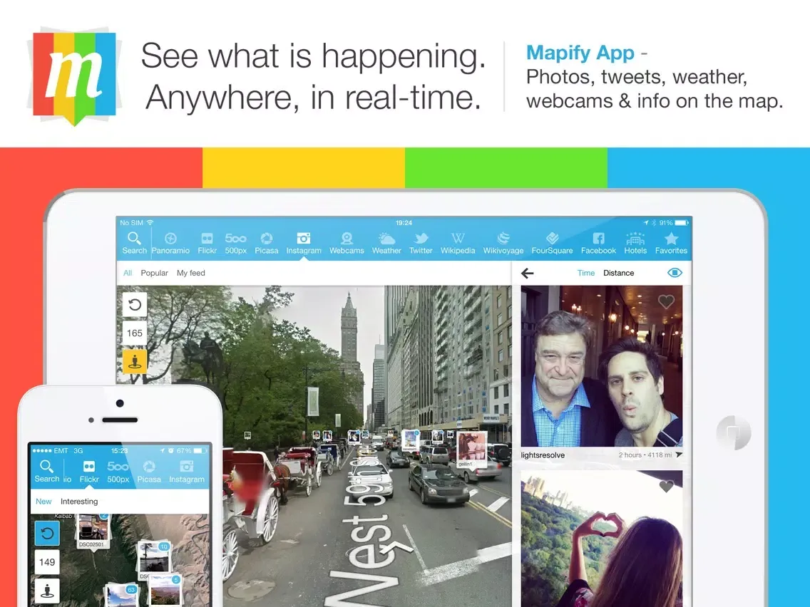 Mapify App - Real Time Media on Map iPad  Screenshots