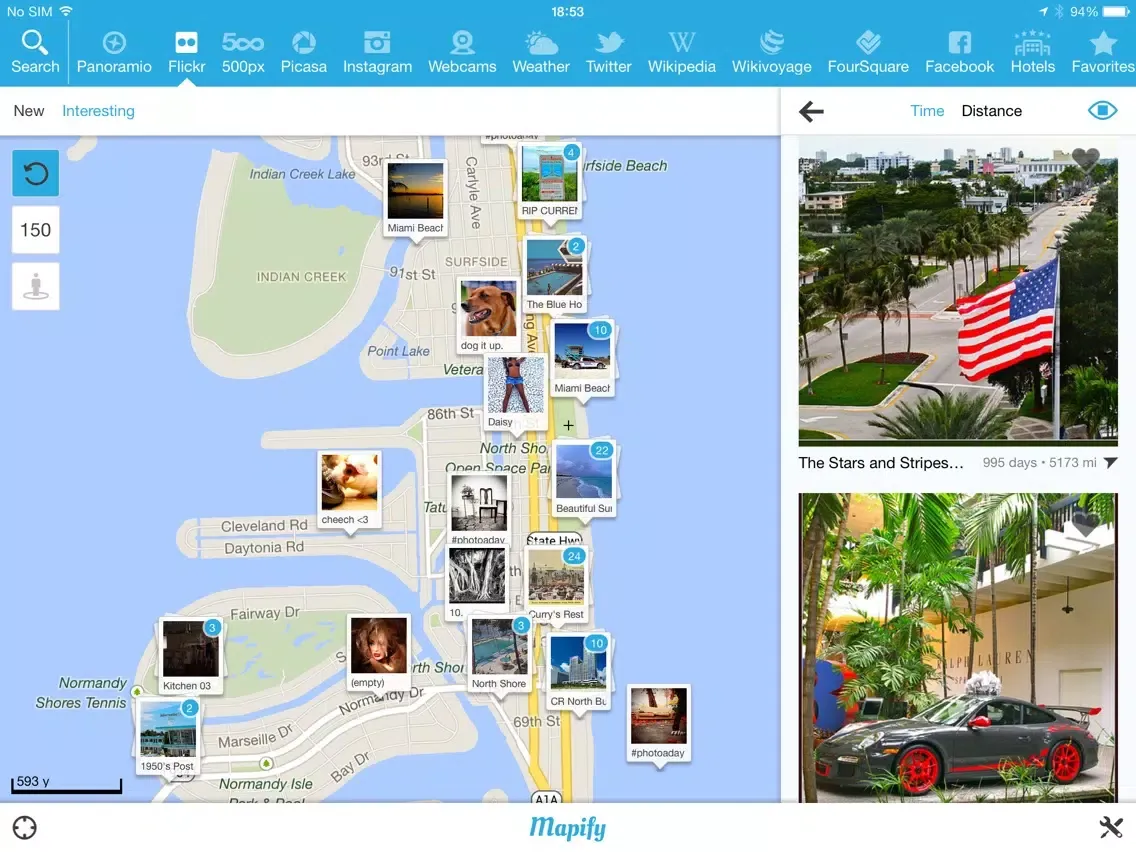 Mapify App - Real Time Media on Map iPad  Screenshots
