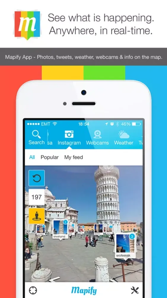 Mapify App - Real Time Media on Map Screenshots