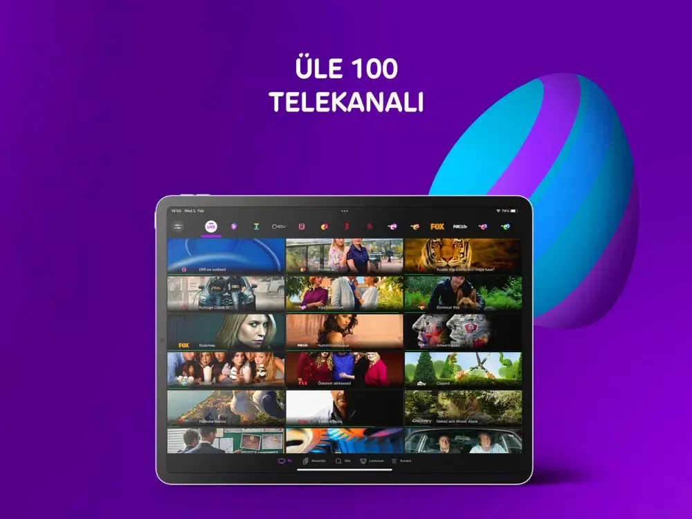 Ảnh chụp màn hình của Telia TV Eesti iPad 