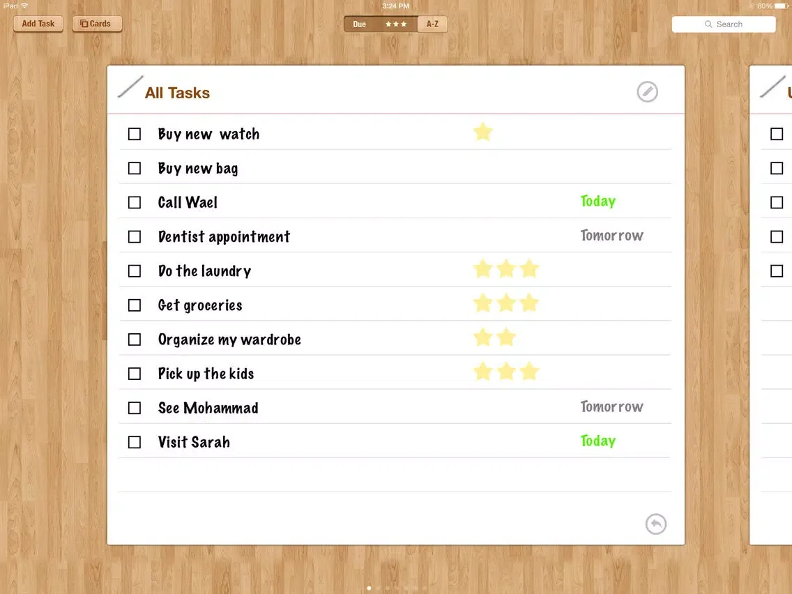 Ảnh chụp màn hình của Task Cards iPad 