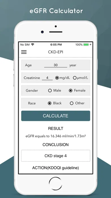 eGFR Calculator for kidney应用截图