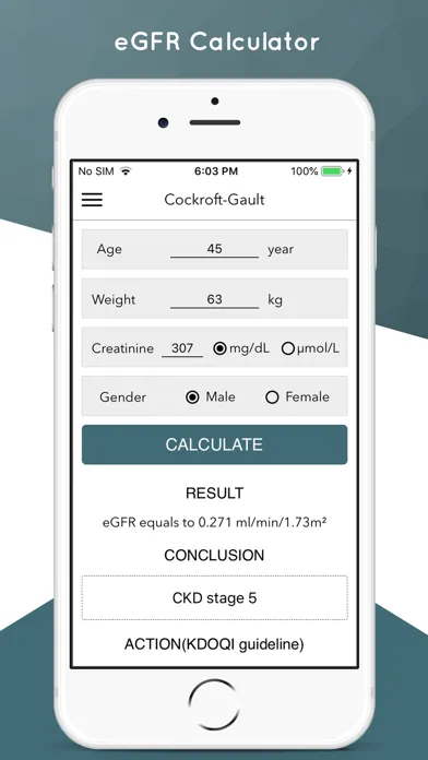 eGFR Calculator for kidney应用截图