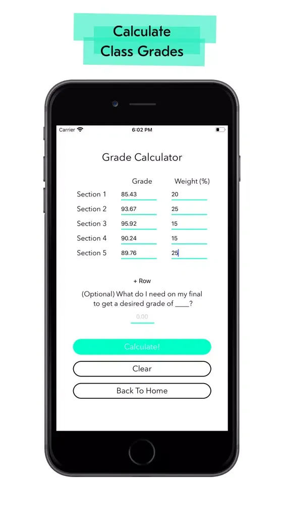 Tangkapan layar Grade/GPA Calculator