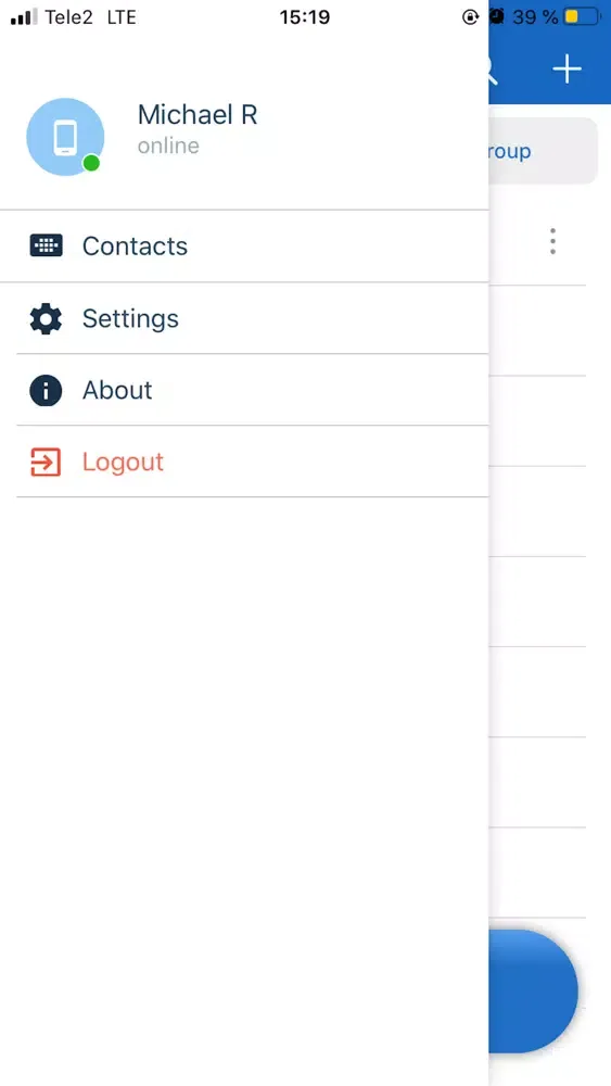 Captures d'écran de SmartPTT Mobile PoC Client