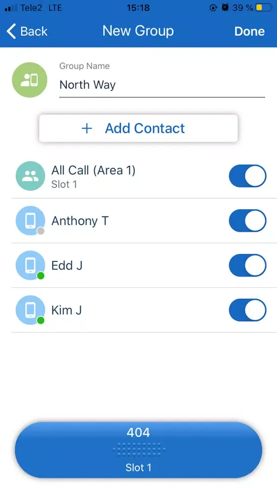 Captures d'écran de SmartPTT Mobile PoC Client