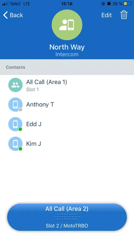 Captures d'écran de SmartPTT Mobile PoC Client