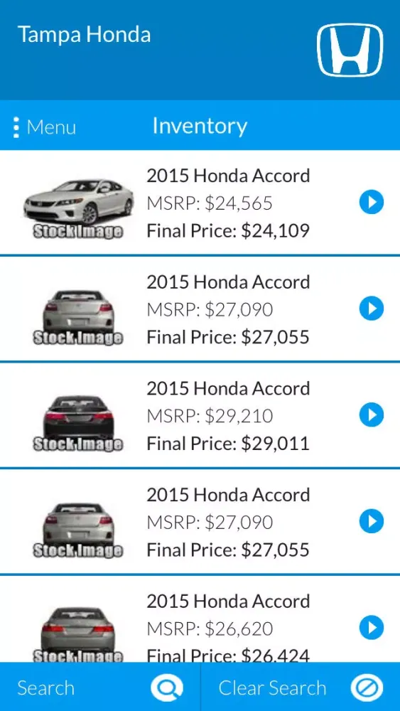 Tangkapan layar Tampa Honda
