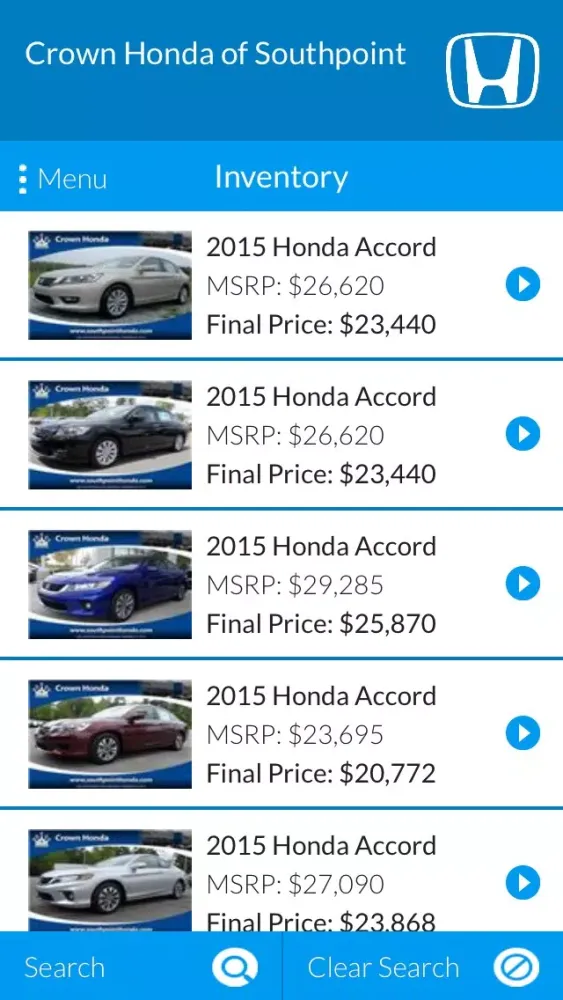 Capturas de tela do Crown Honda of Southpoint