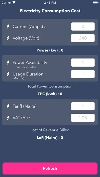 Electricity Consumption Cost Screenshots