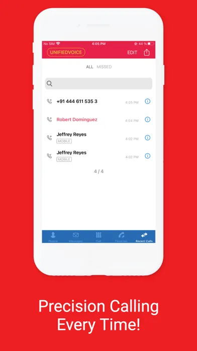 ภาพหน้าจอของ Unified Voice Softphone