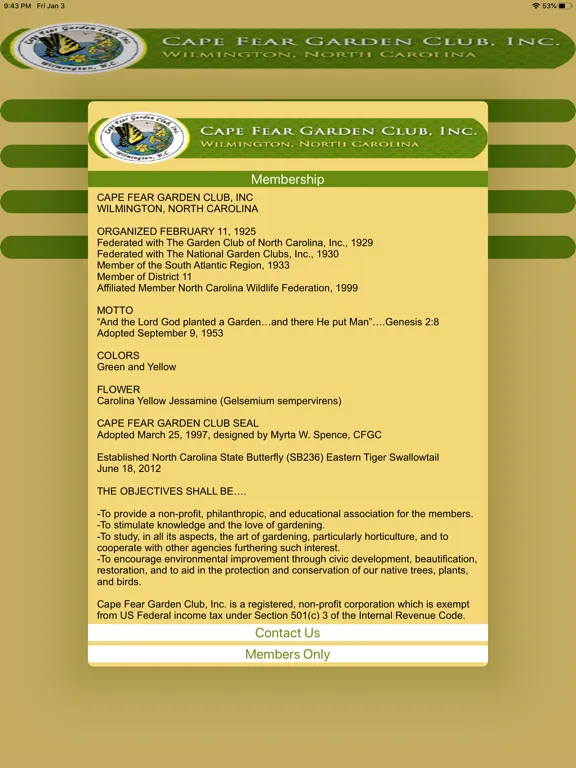 Cape Fear Garden Club iPad 应用截图