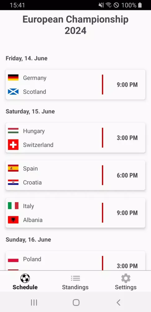 Football Schedule 2026 Screenshots