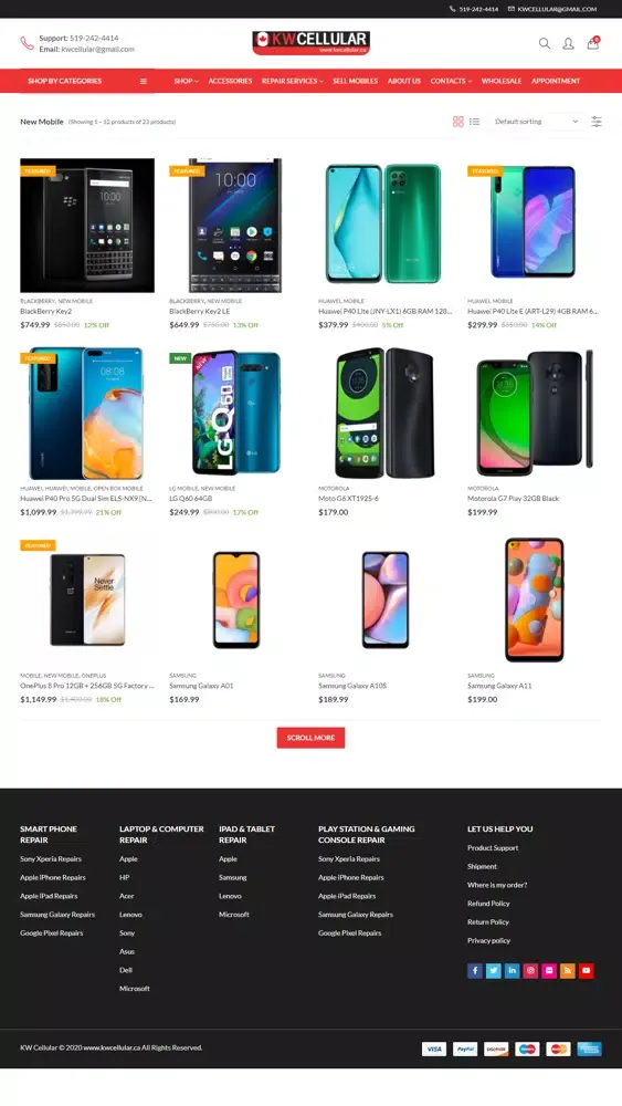 Capturas de tela do KW-Cellular