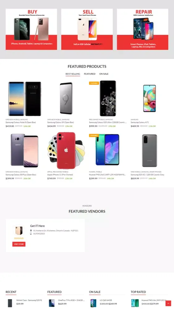 Capturas de tela do KW-Cellular