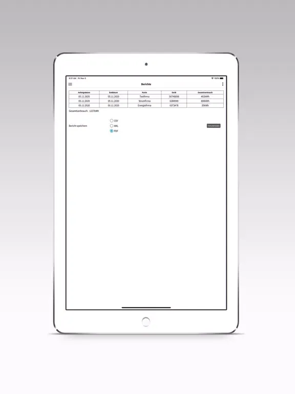 Zrzuty ekranu IPD EnergyNote iPad 