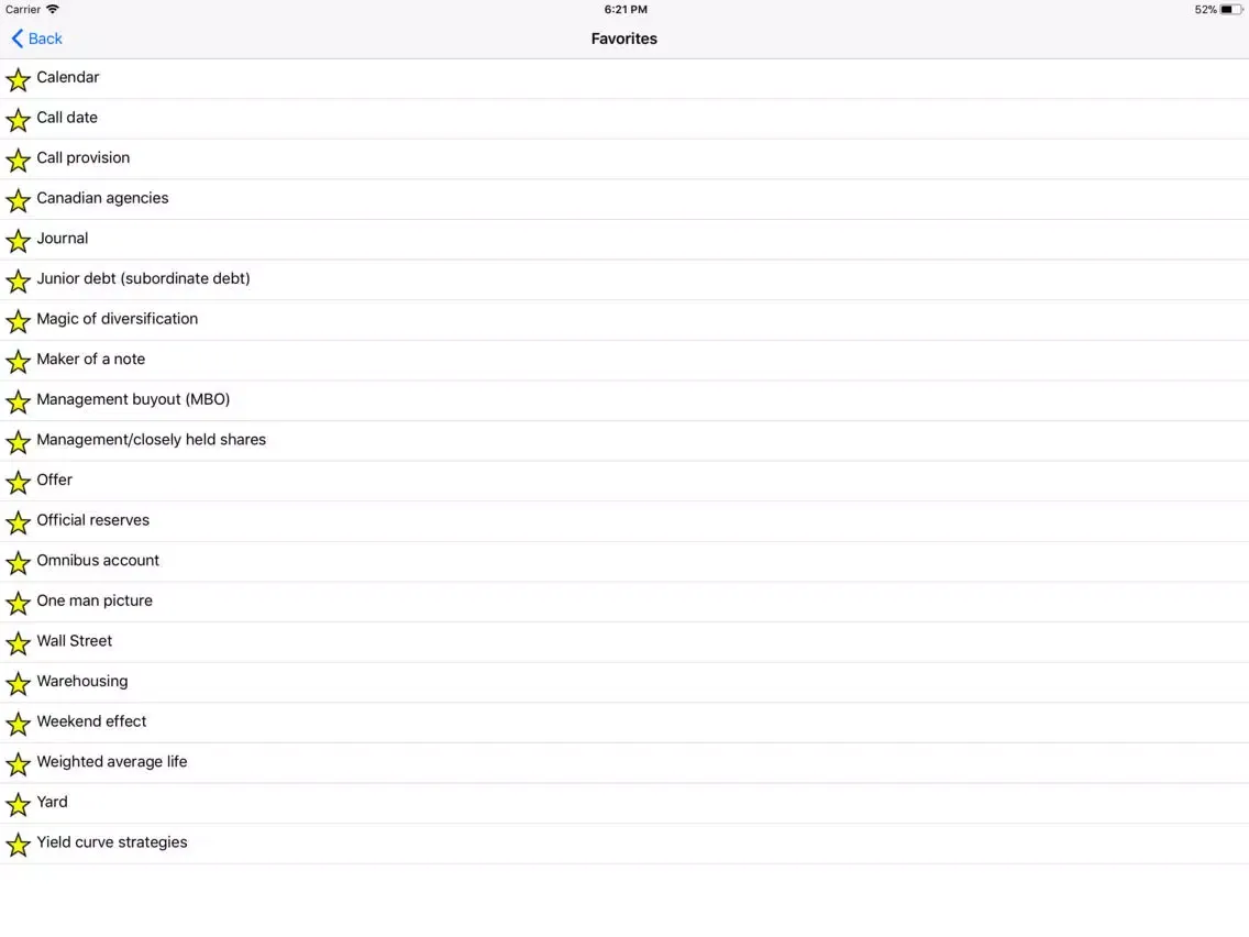 Ảnh chụp màn hình của Accounting Dictionary Offline. iPad 