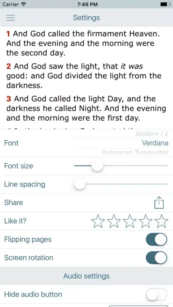 Ảnh chụp màn hình của Geneva Study Bible and King James Audio Version