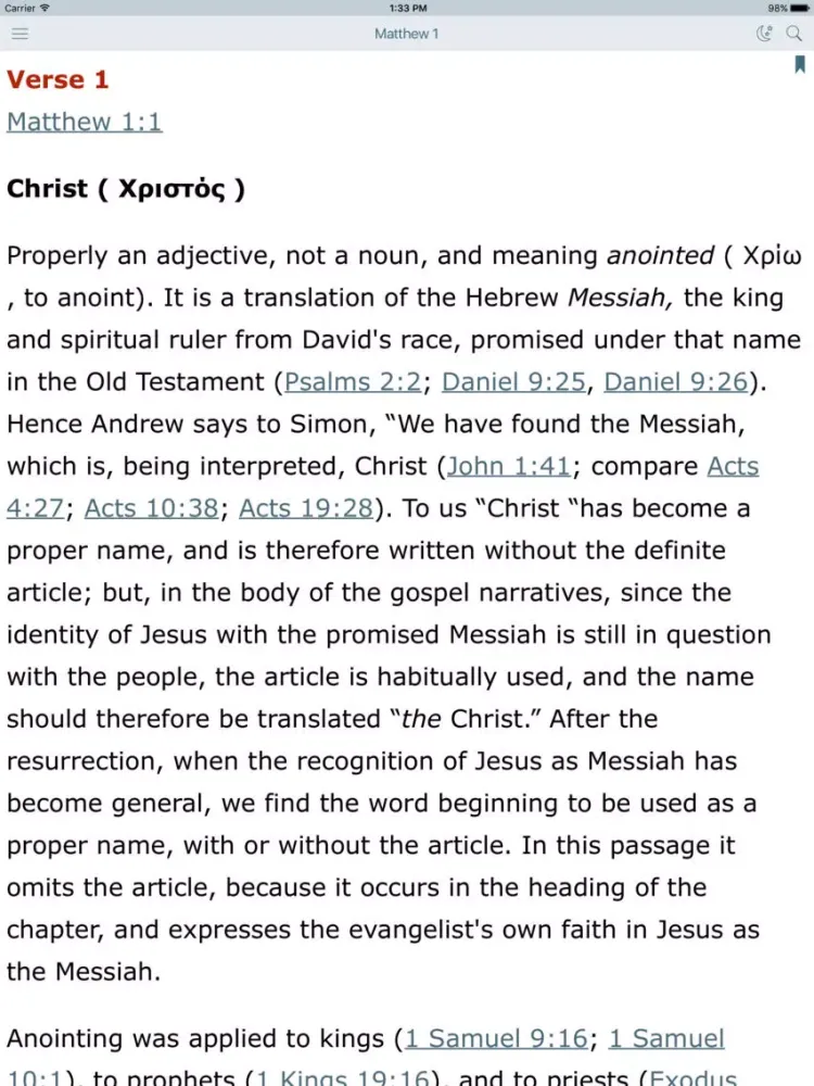Capturas de tela do Commentary on New Testament and King James Bible iPad 