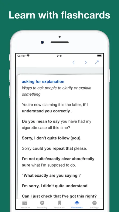 Tangkapan layar English Conversation Templates