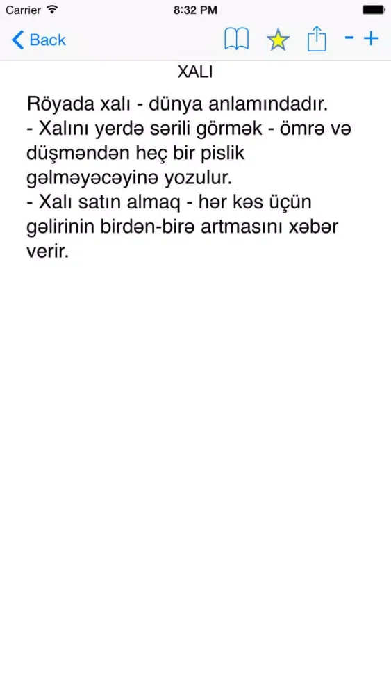 Capturas de tela do Yuxu Yozmaları (Сонник на Азербайджанском)
